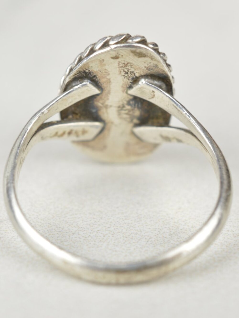 Vintage Navajo Turquoise Sterling Silver Split Shank Ring Sz 6.25 - Picture 7 of 8